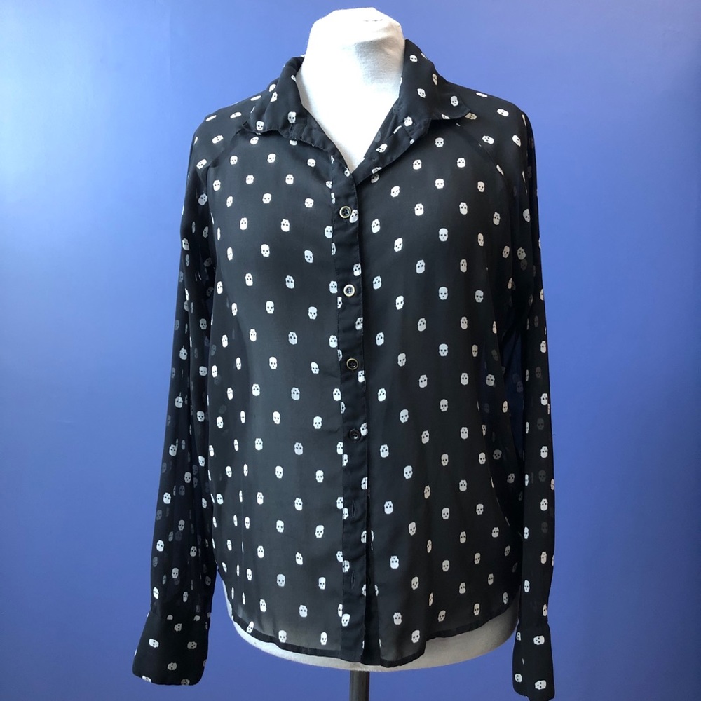 Sheer Scull Button Up Shirt